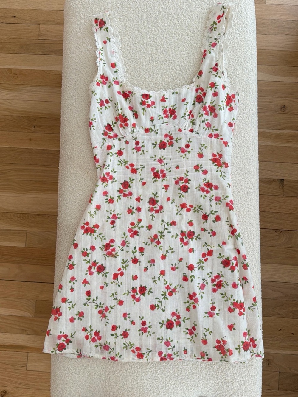 Princess Polly White Mini Dress with Red Floral Print